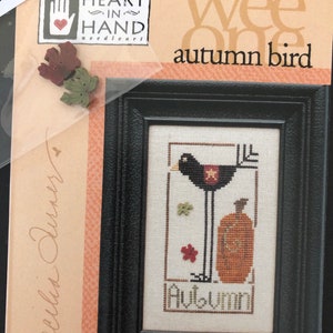 Heart in Hand / Wee One Autumn Bird / Cross stitch chart / Chart plus buttons