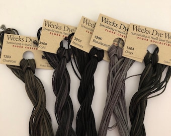 Weeks Dye Works / BLACKS /  Floss / cross stitch / embroidery / Needlework threads