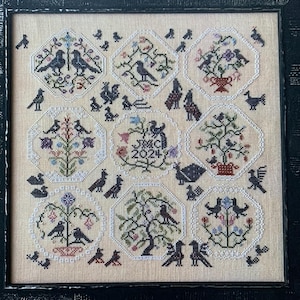Birds of Quaker/ Rosewood Manor /  Sampler / cross stitch chart / counted cross stitch