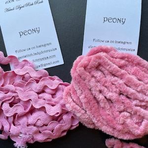 Lady Dot Creates/ Hand Dyed Chenille, Mini Pom Pom or Rick Rack Trim/ PEONY / Embellishments / Finishing / Craft project trim