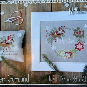 Madame Chantilly / WNTER GARLAND / cross stitch chart / counted cross stitch / pattern only