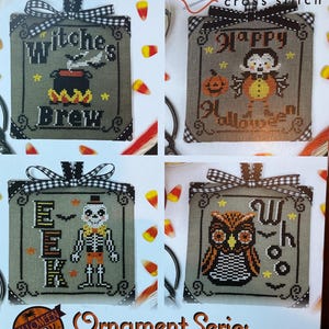 Série d'ornements fantasmagoriques d'Halloween / Petit moderniste / grille de point de croix / motif de point de croix compté / motif uniquement