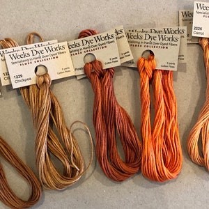 Weeks Dye Works /Rusts, Coppers, Oranges / Floss / cross stitch / embroidery / Needlework threads