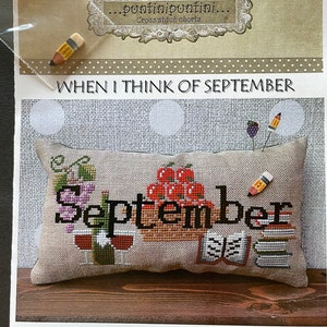 When I Think of SEPTEMBER by Puntini Puntini / Button included / counted cross stitch