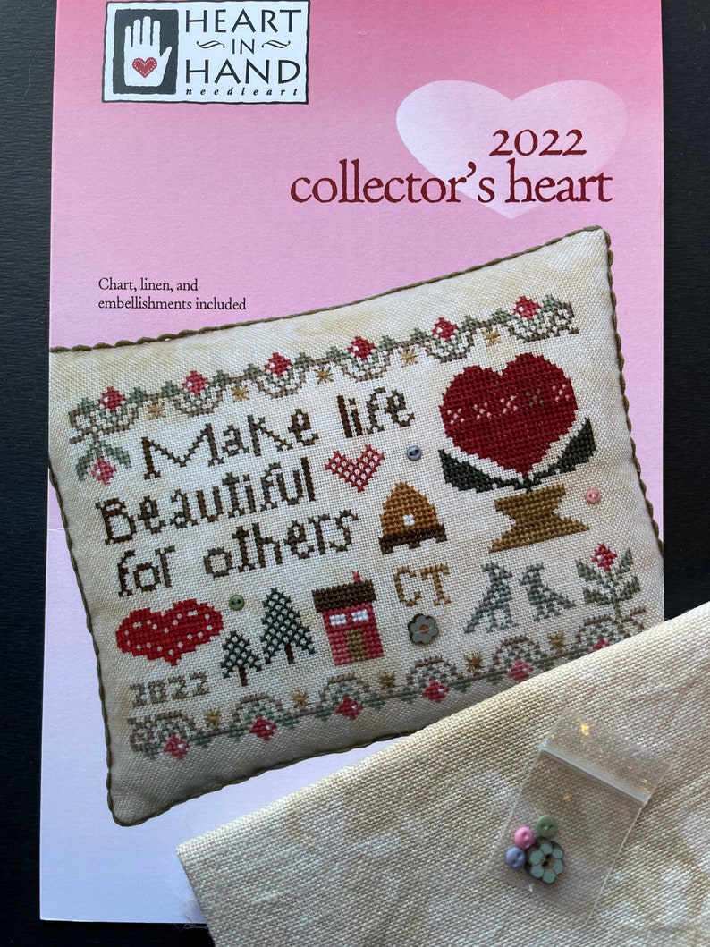 Collectors Hearts from Heart In Hand / 2018-2024 cross stitch kits / charts plus embellishments 2022 kit