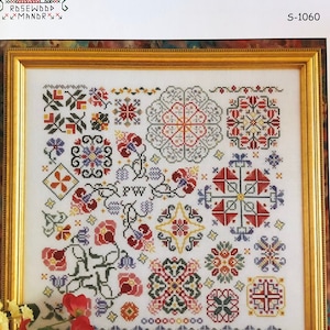 SWIRLING FLOWERS / Rosewood Manor /  cross stitch chart