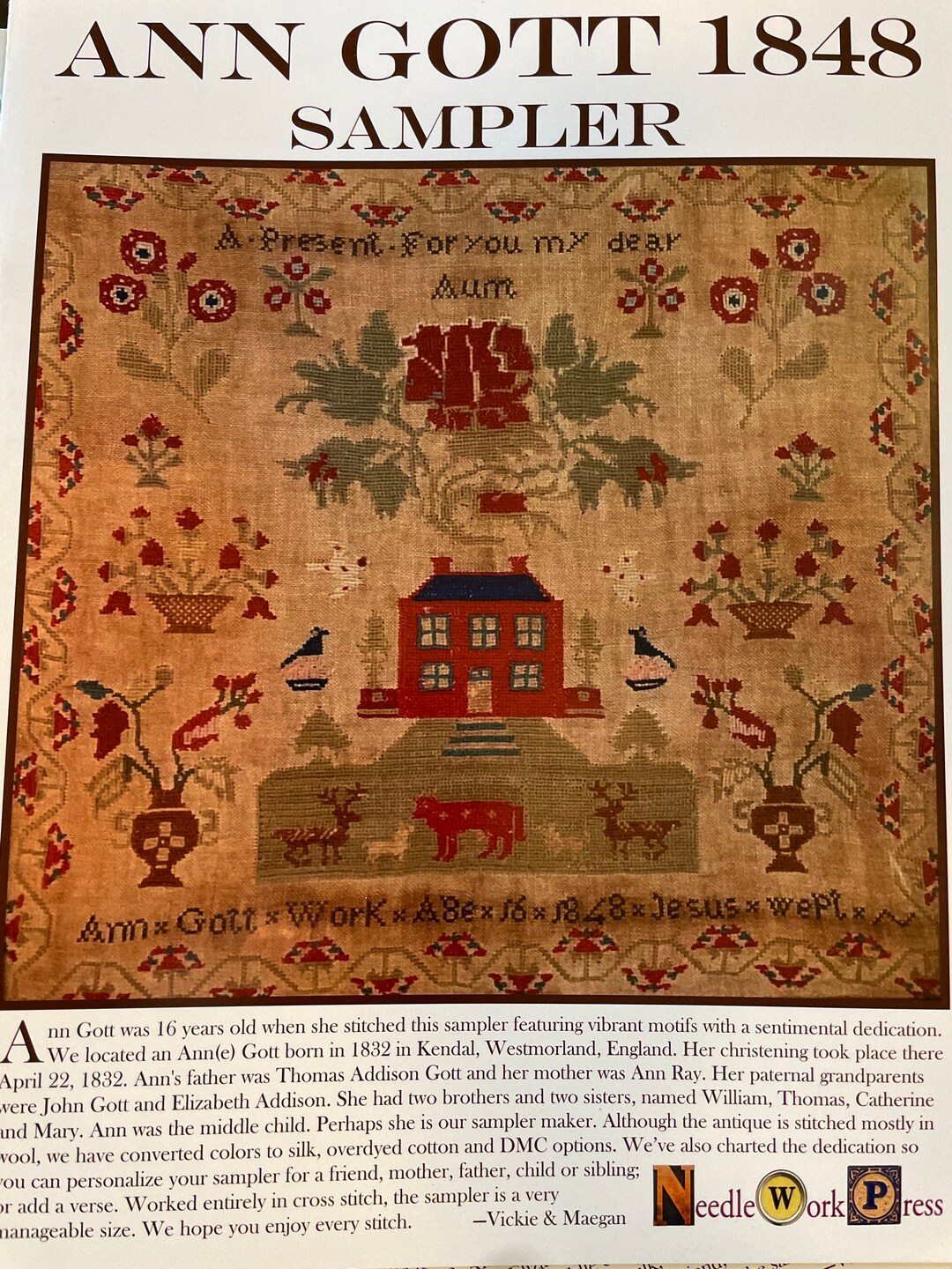 ANN GOTT 1848 / Needlework Press / Cross Stitch Chart / Counted Cross