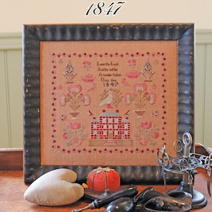 A TENDER FATHER 1847 / 1897 Schoolhouse Samplers / stitch chart / pattern only