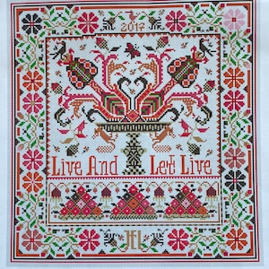 LIVE & LET LIVE /Long Dog Samplers / cross stitch chart / pattern only
