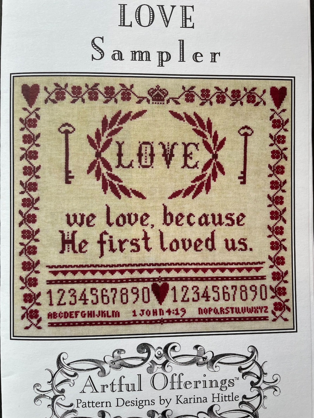 LOVE SAMPLER / Artful Offerings / Cross Stitch Chart / Pattern Only Etsy