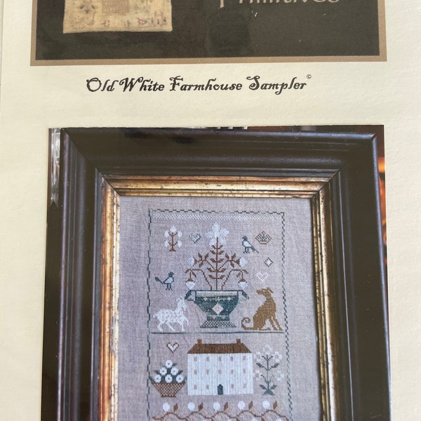 Old WHITE FARMHOUSE SAMPLER / Stacy Nash Primitives /  cross stitch chart / counted cross stitch pattern / pattern only