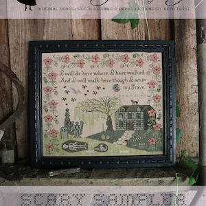 Heartstring Samplery / SCARY SAMPLER/ cross stitch Chart OR Kit