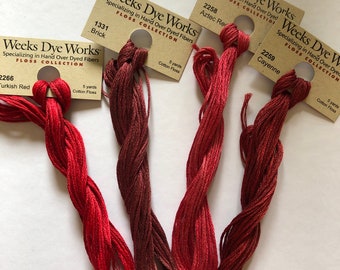 Weeks Dye Works /Reds /  Floss / cross stitch / embroidery / threads / Red Pear Candy Apple / Indian Summer