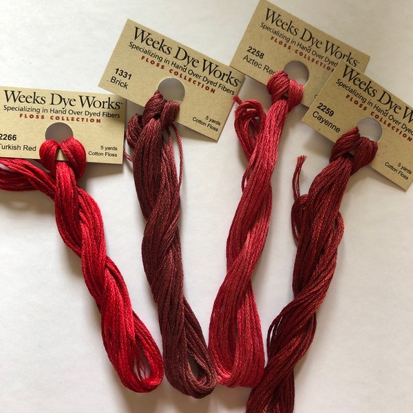 Weeks Dye Works /Reds /  Floss / cross stitch / embroidery / threads / Red Pear Candy Apple / Indian Summer