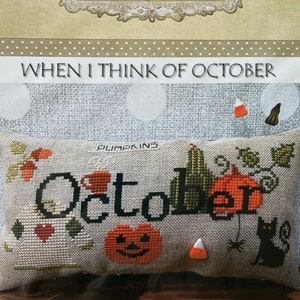 When I Think of OCTOBER by Puntini Puntini / Button included / counted cross stitch