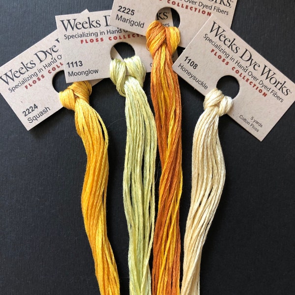 Weeks Dye Works / Yellows /  Floss / cross stitch / embroidery / Needlework threads