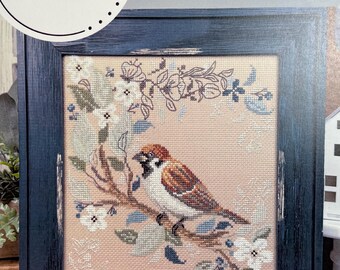 Erin Elizabeth Designs / Birds in Nature: SPARROW / stitch chart / pattern only