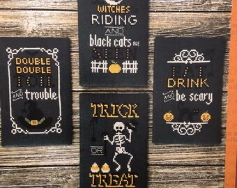 Halloween  Signs / Tiny Modernist / cross stitch chart / counted cross stitch pattern / pattern only