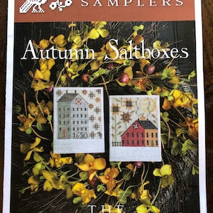 Plum Street Samplers / AUTUMN saltboxes /  cross stitch chart / cross stitch pattern / pattern only