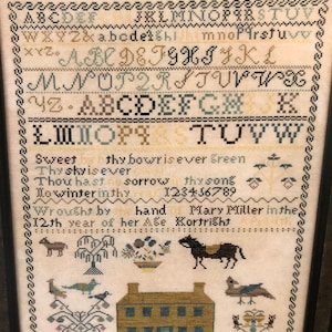 MARY MILLER 1842 / Sampler / The Scarlett House / cross stitch chart / pattern only
