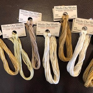 Weeks Dye Works Colors in Golds / Beiges / Taupe /  Floss / cross stitch / embroidery / Threads