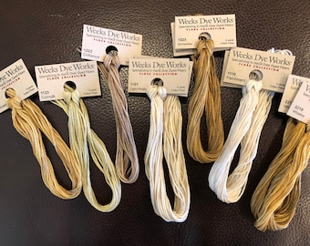 Weeks Dye Works Colors in Golds / Beiges / Taupe /  Floss / cross stitch / embroidery / Threads
