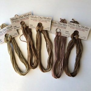 Weeks Dye Works / TANS / Medium BROWNS / Stone / Floss / cross stitch / embroidery