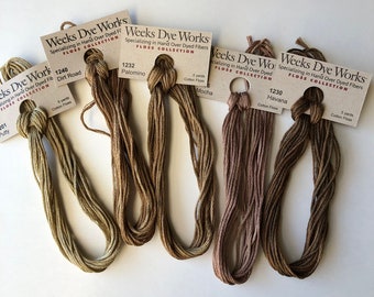 Weeks Dye Works / TANS / Medium BROWNS / Stone / Floss / cross stitch / embroidery