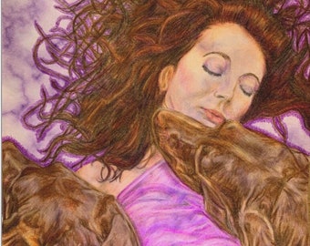 Kate Bush Original Art Print - Hounds of Love Running Up That Hill 70s 80s