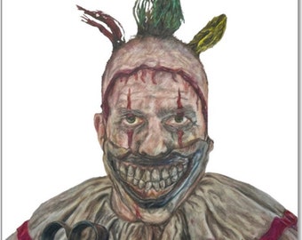 AHS Twisty the Clown Original Art Print - American Horror Story Freakshow Cult