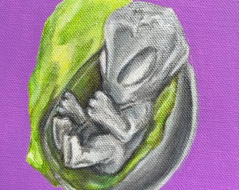 90s Collection: Slime Alien Egg Original Acrylic Painting - 6x6” Canvas - Retro Vintage 90s Kids