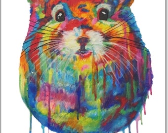 Chinchilla Art Print - Rainbow Modern Painting Small Animal Rodent