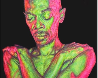 Maxi Jazz Faithless Original Art Print - Modern Neon Unique