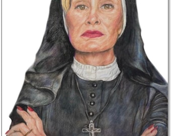 AHS Sister Jude Original Art Print - American Horror Story Asylum Jessica Lange