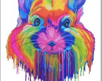 Chinchilla Art Print - Neon Modern Painting Small Animal Rodent