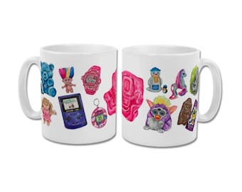 90’s Collection Mug - Original artwork - retro nostalgia, furby, gameboy, tamagotchi 1990s GREAT GIFT