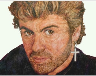 George Michael Original Art Print - Faith 80’s Music