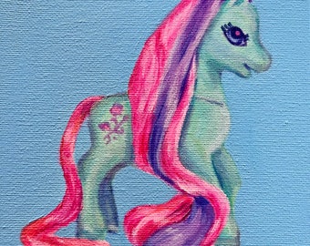 90s Collection: My Little Pony Original Acrylic Painting - 6x6” Canvas - Retro Vintage 90s Kids Toy