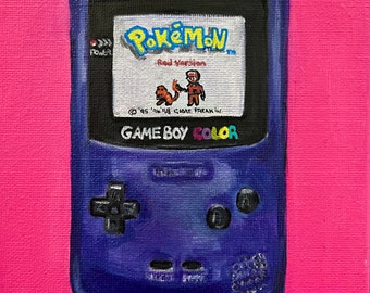 90s Collection: Game Boy Color Original Acrylic Painting - 6x6” Canvas - Retro Vintage 90s Kids Nintendo Gamer