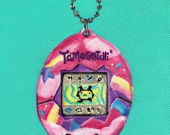 90s Collection: Tamagotchi Original Acrylic Painting - 6x6” Canvas - Retro Vintage 90s Kids