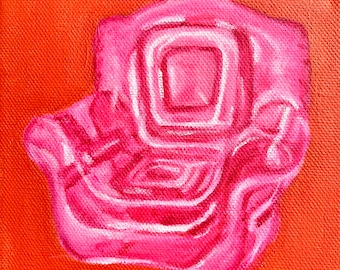 90s Collection: Inflatable Chair Original Acrylic Painting - 6x6” Canvas - Retro Vintage 90s Kids