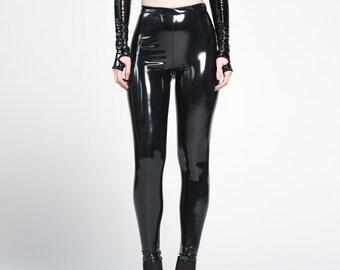 INTRIGUE LEGGINGS Shiny Black PVC 4 Way 