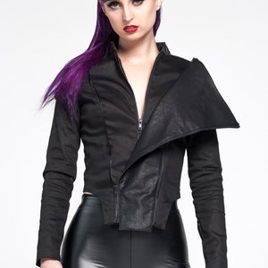 OBSCURITY JACKET Black Cruelty Free Biker Vegan Leather Industrial Nu Goth Darkwear Techwear Futuristic Armor Cyber Ninja Punk Motorcycle image 1