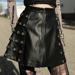 OOAK COLLATERAL DAMAGE Skirt - Black Post Apocalyptic Warrior Armor Bullet Hole Goth Dystopian Festival Gladiator Military Warcore Wasteland