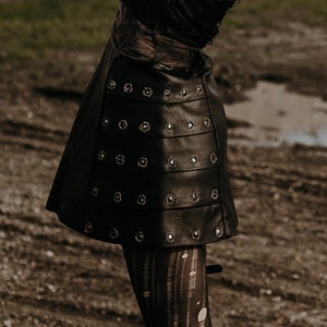 OOAK COLLATERAL DAMAGE Skirt - Black Post Apocalyptic Warrior Armor Bullet Hole Goth Dystopian Festival Gladiator Military Warcore Wasteland