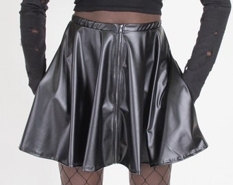 Black vinyl skater skirt hot sale