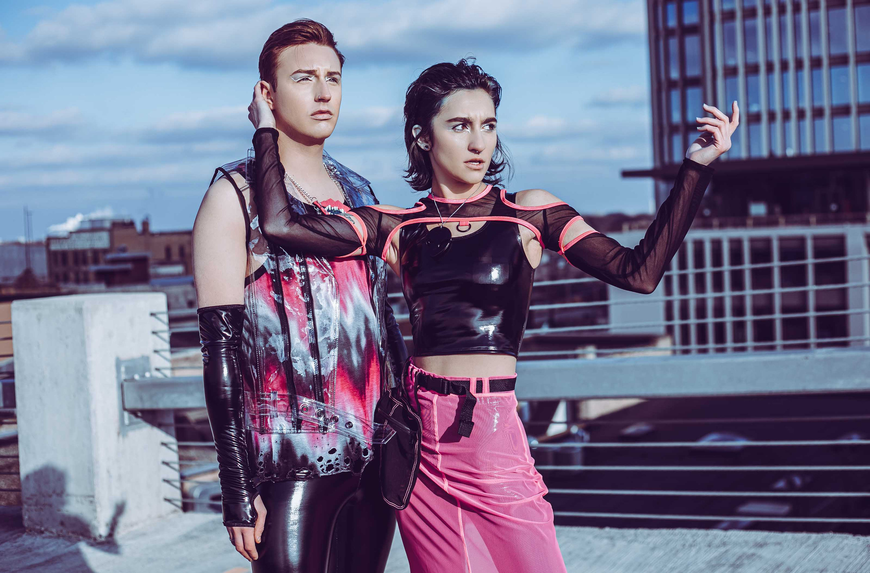 INTRIGUE TANK - Black PVC Crop Top Futuristic Shiny Vinyl