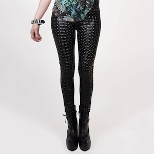 Black Vinyl Leggings, Ruffled White Tee. - The Hunter Collector