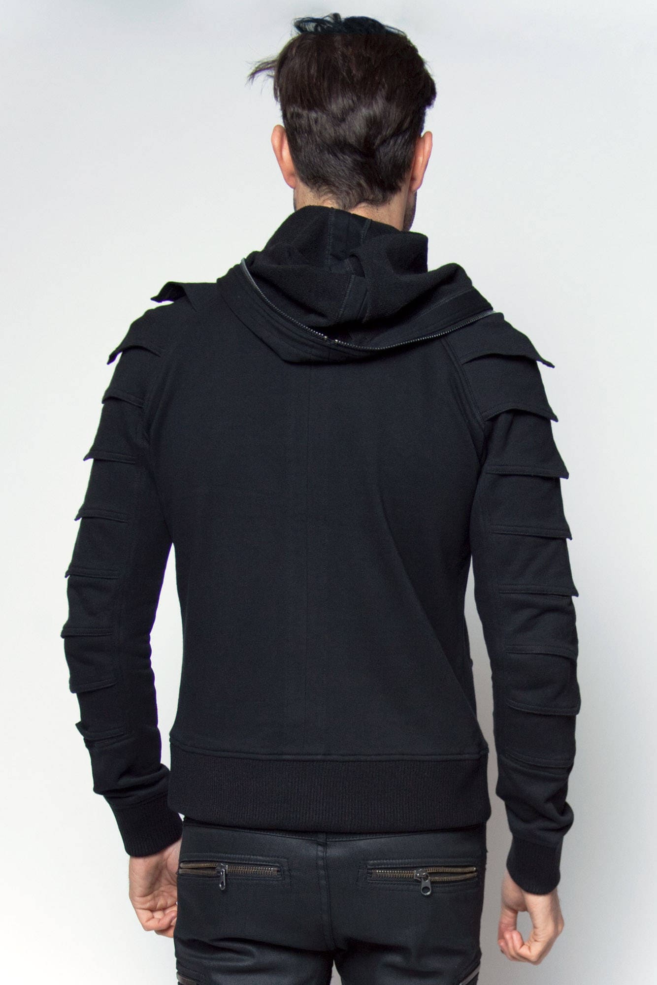 パーカー・フーディ DARKFOG Niche Street Versatile Zip Hoodie CONVERGENCE HOODIE - Men's Hooded Sweatshirt Black Armor