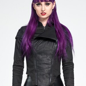 OBSCURITY JACKET Black Cruelty Free Biker Vegan Leather Industrial Nu Goth Darkwear Techwear Futuristic Armor Cyber Ninja Punk Motorcycle image 3